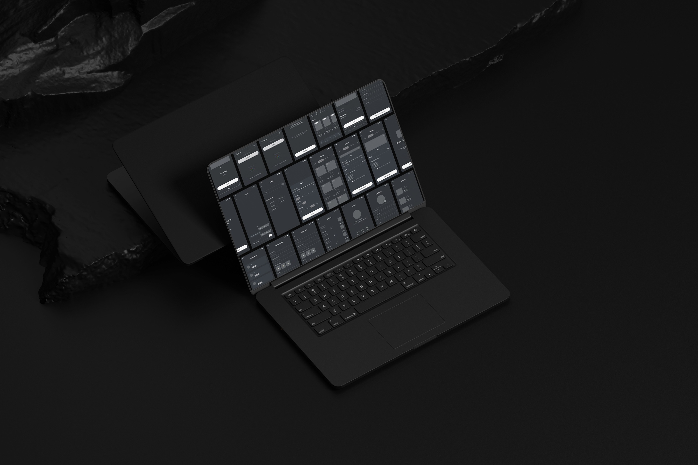 LinQ screen collection displayed on a laptop in a dark setting.