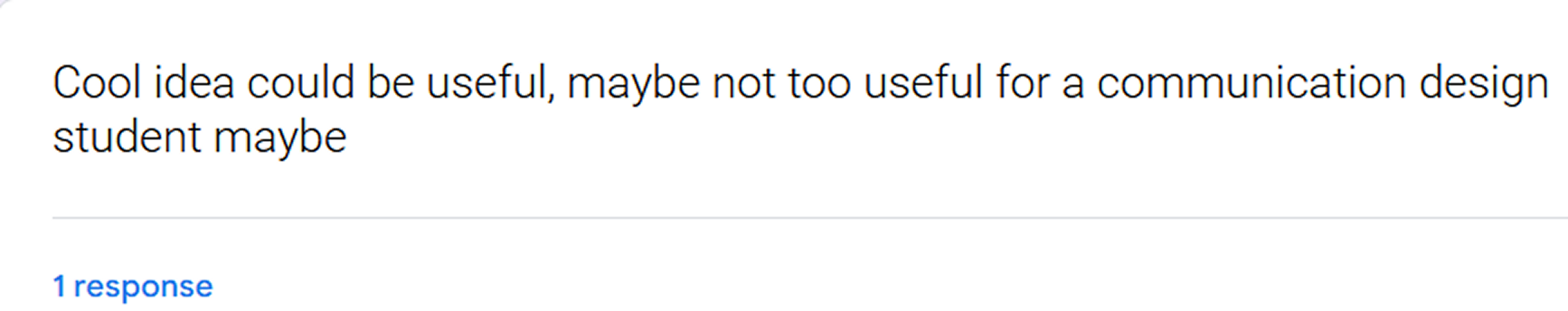 Survey suggestion about usefulness for communication design students.