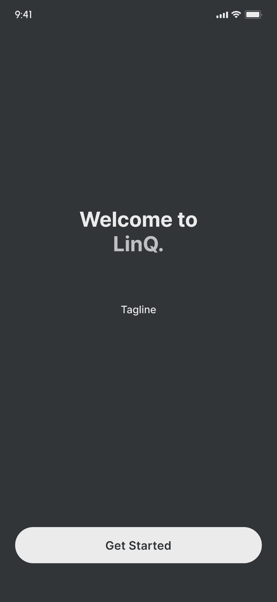 Low-fidelity onboarding: Welcome to LinQ.