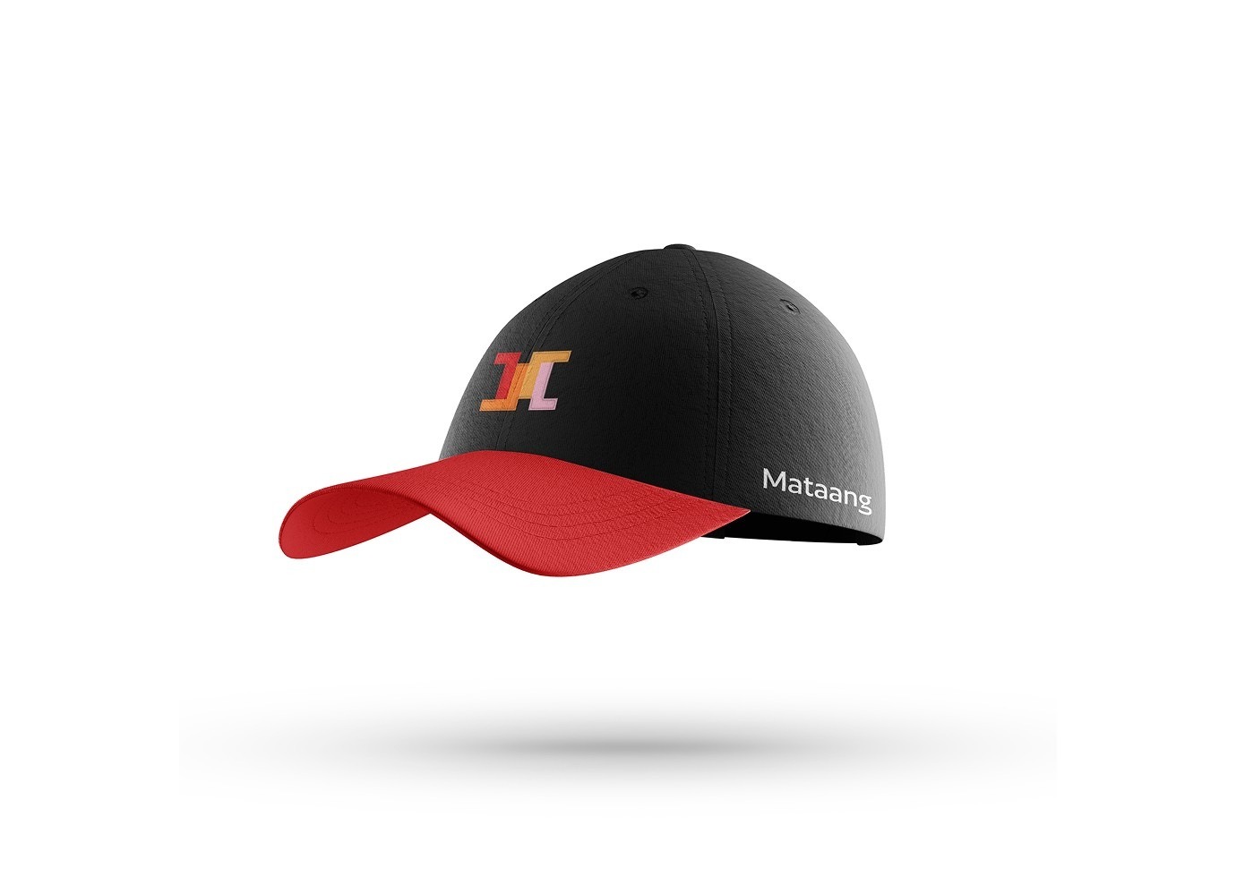 Black cap with a red brim, embroidered Mataang mark and wordmark.