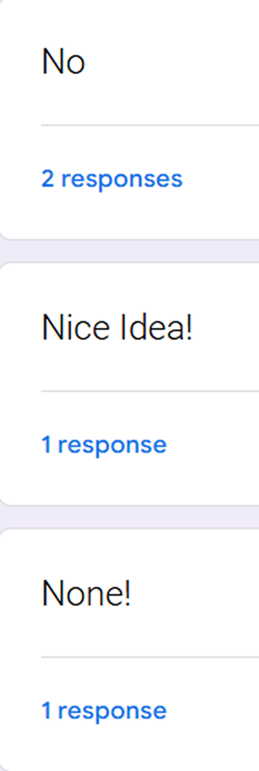 Survey suggestions: No, Nice Idea!, and None!