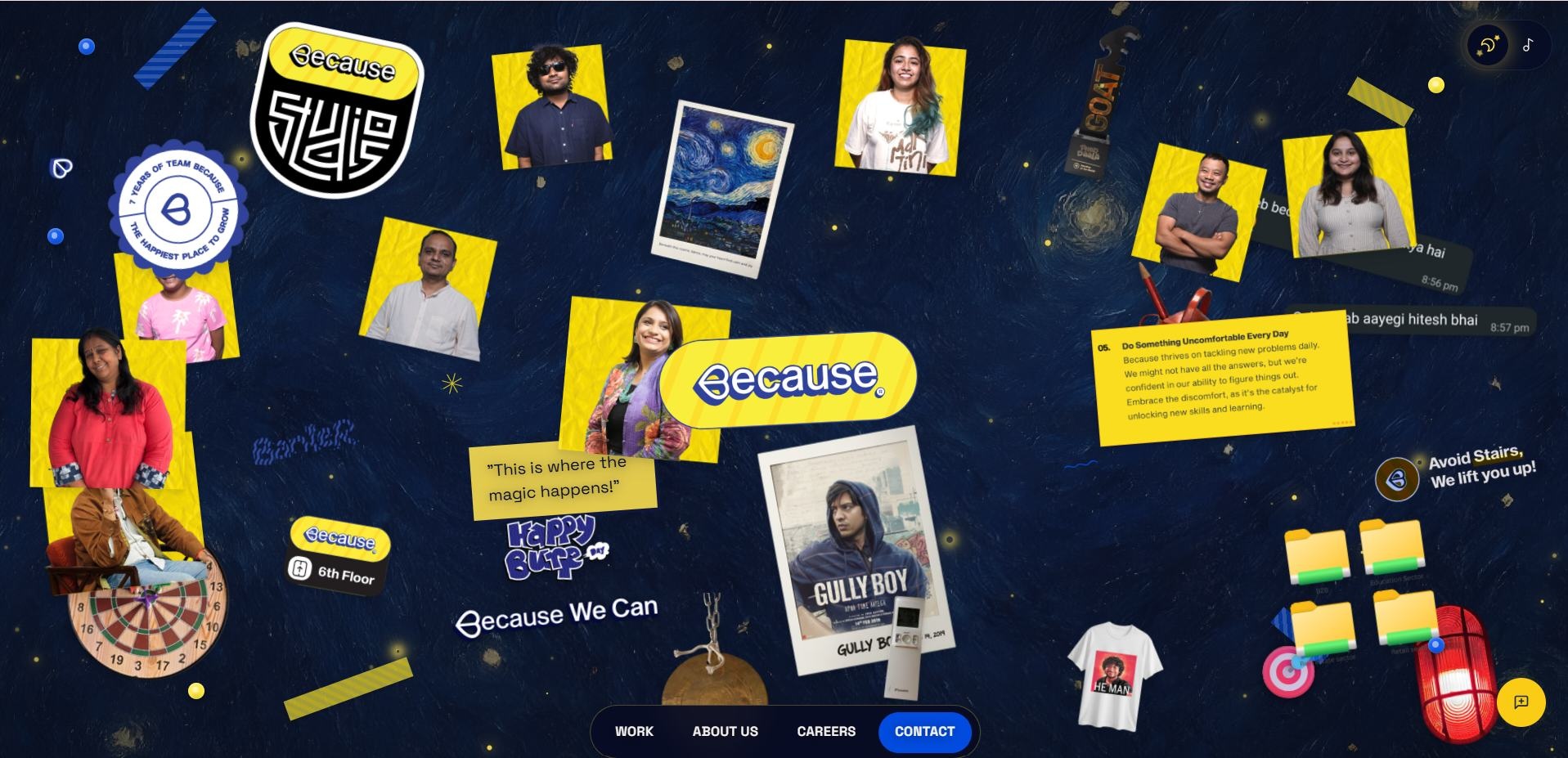 Homepage collage in Starry Night Mode.
