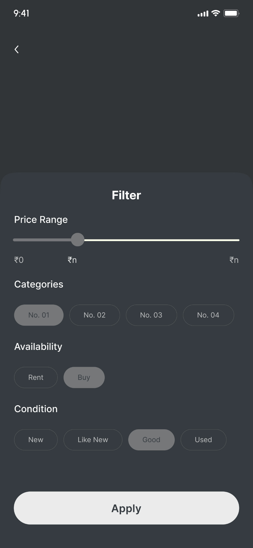 Low-fidelity browsing: Search filters.