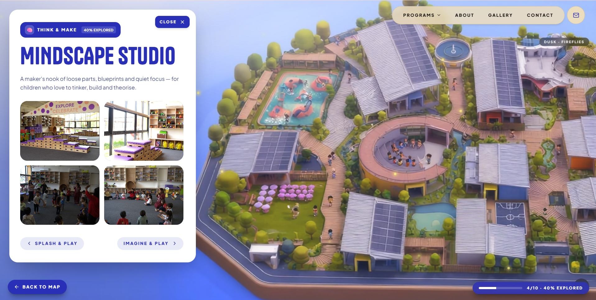 Mindscape Studio location panel within the island navigation.