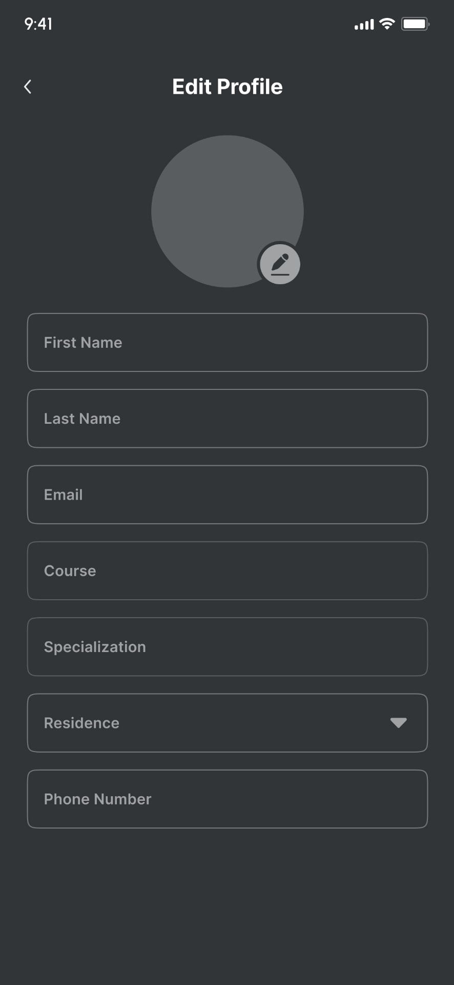 Low-fidelity account: Edit profile.